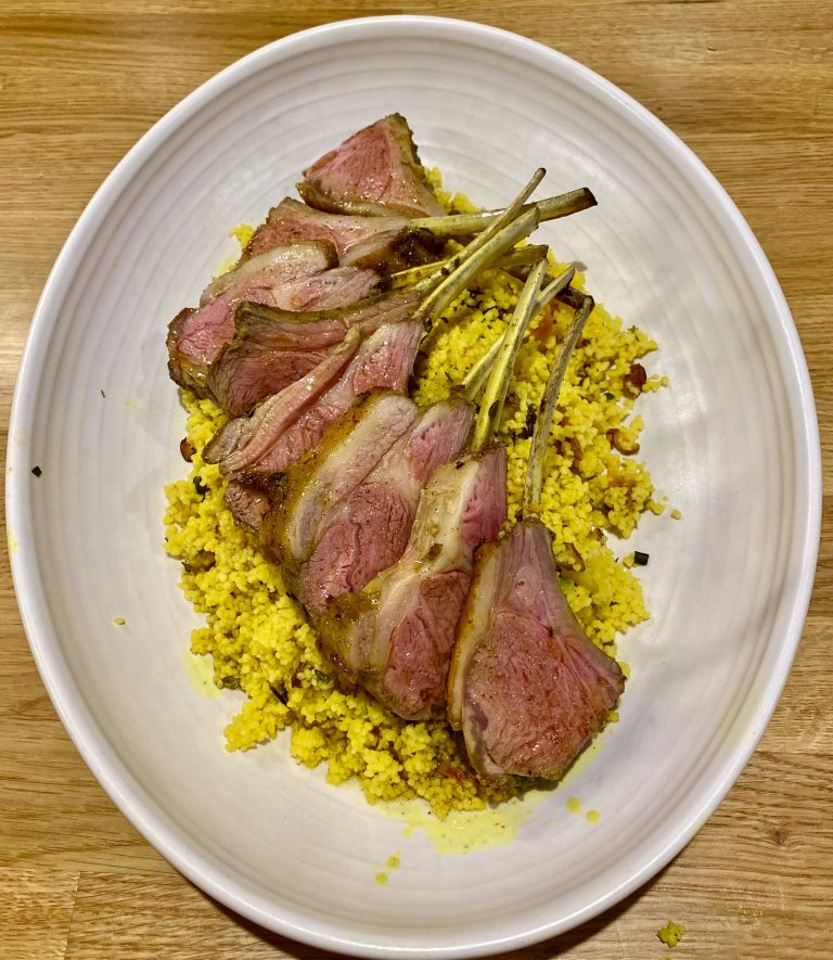 RACK OF LAMB with dried fruit couscous - Tom Aikens